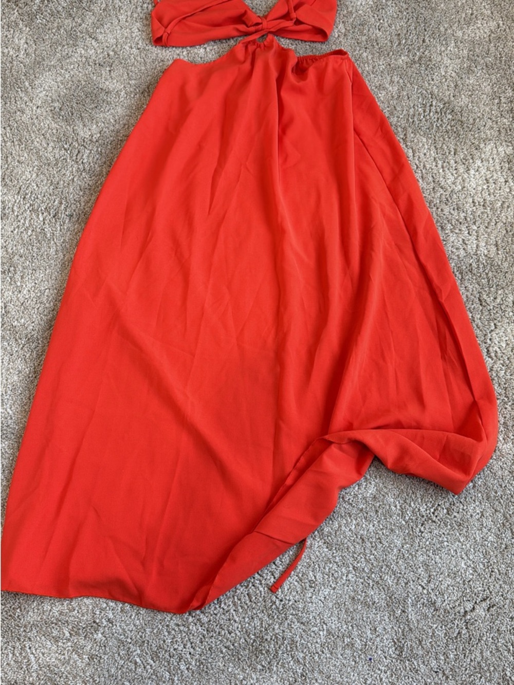 SHEIN Red Backless Halter Maxi Dress